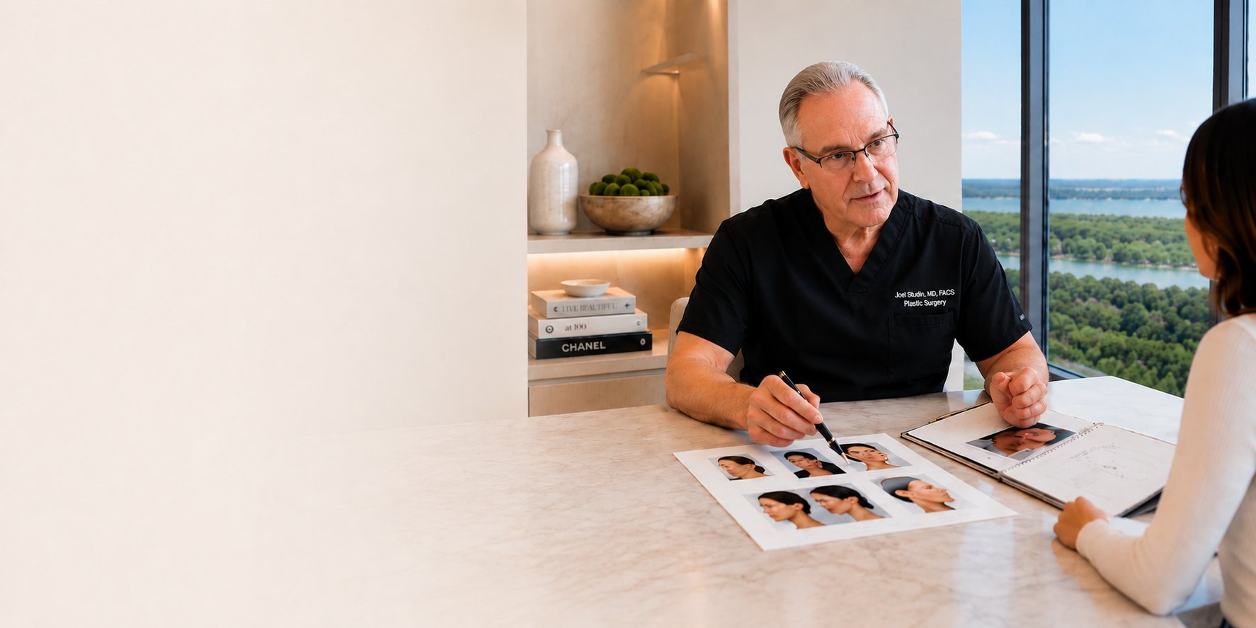 Dr. Studin reviewing treatment options with a patient during a consultation
