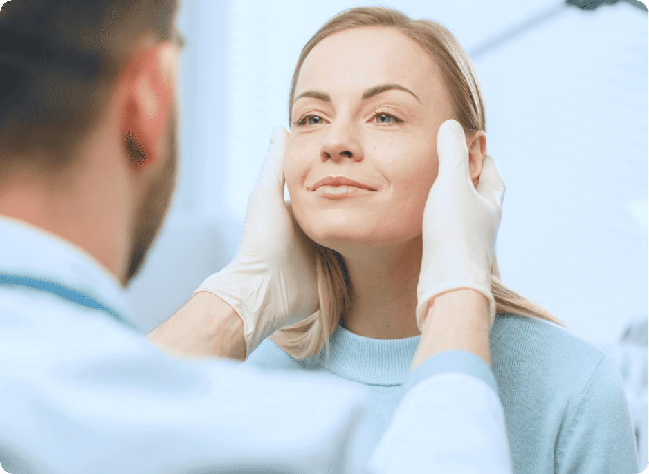 doctor checking chin